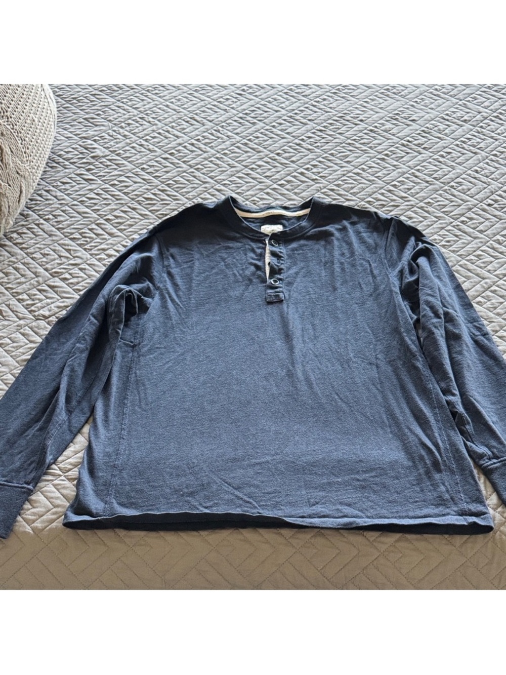 Rag & Bone Standard Issue Men's Long Sleeve Henley Shirt Blue Gray XL